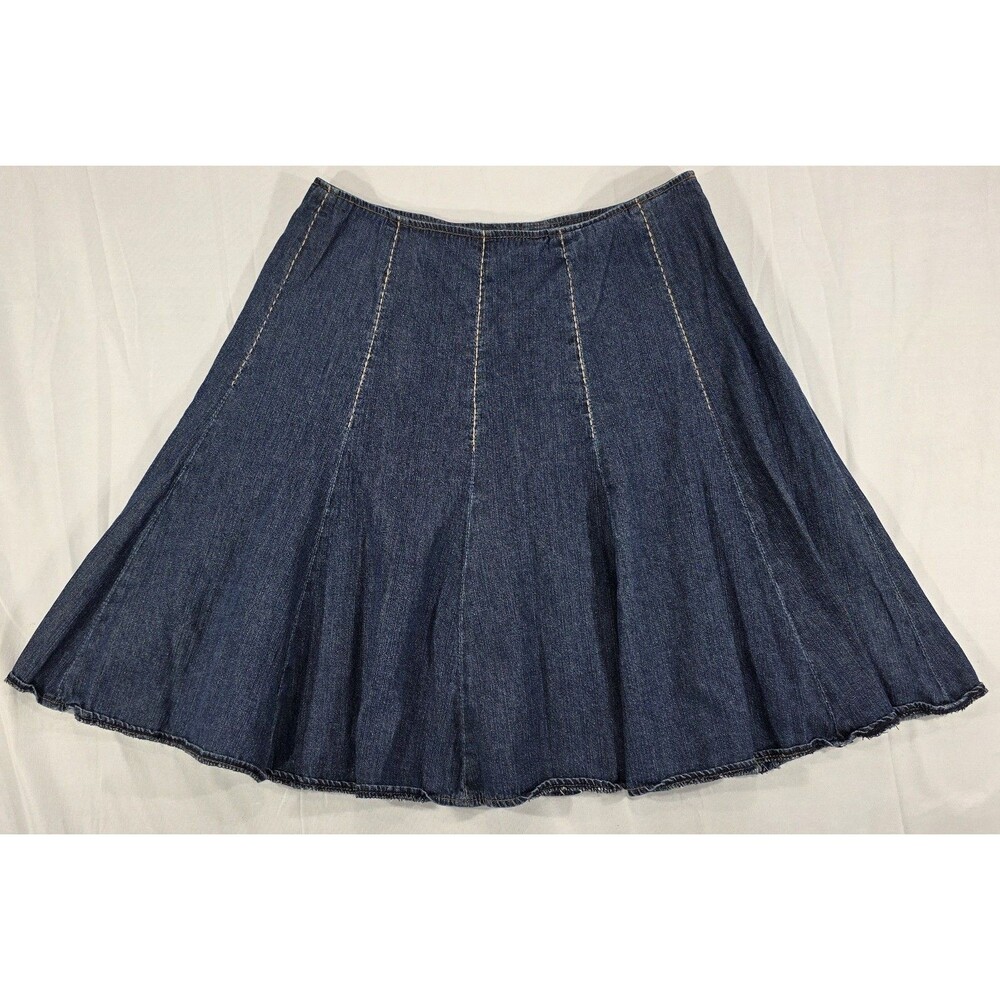 Vintage Y2K Denim Flared Skirt Women's 12 Cotton Boho Western Indie Festival